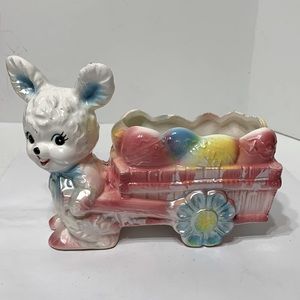 Rubens Easter bunny with wagon vintage planter